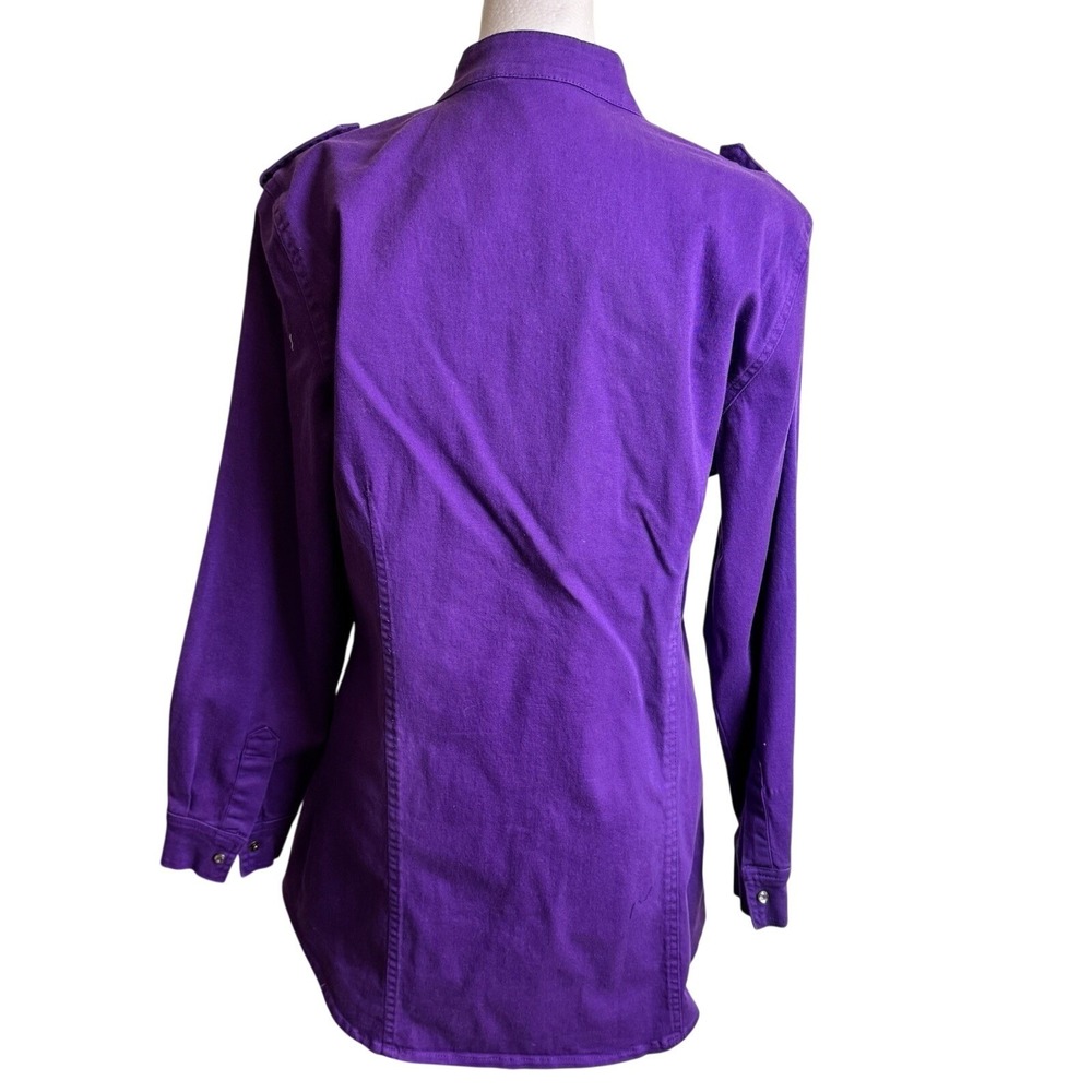 Aesthetic Utility Purple Military Tunic Jacket Goth Punk Cotton Canvas Shirt S - Picture 4 of 8